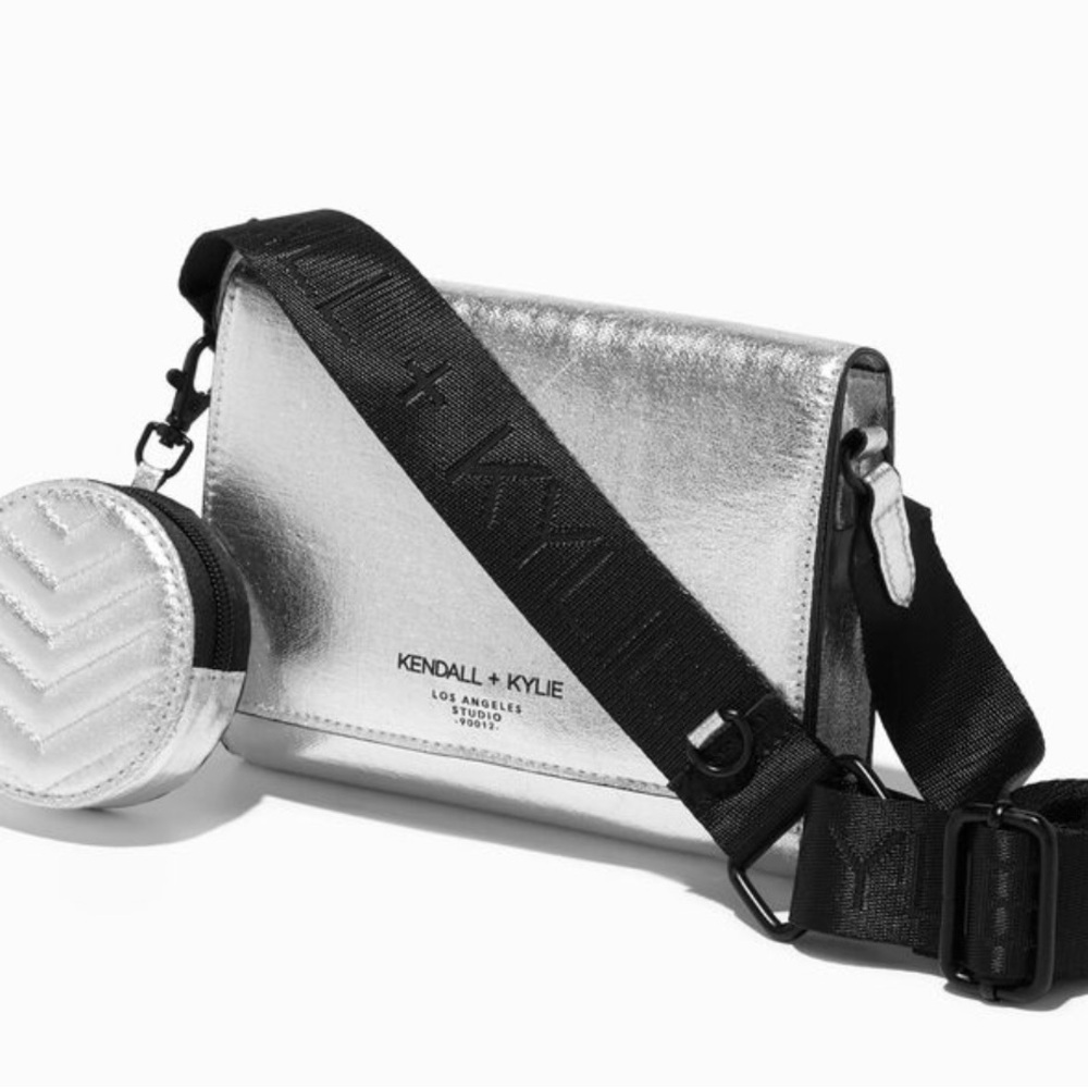 KENDALL + KYLIE silver pouch messenger bag NWT